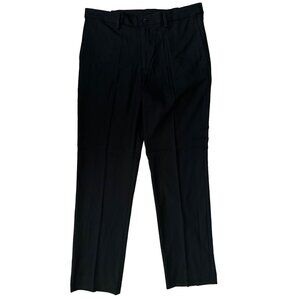 NWT SAVANE Black Straight Fit Pants Flat Front Adjustable Waist Size 34x32